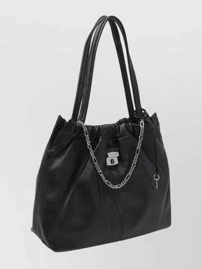 Marc Jacobs Leather Shoulder Bag With Chain And Straps In Black