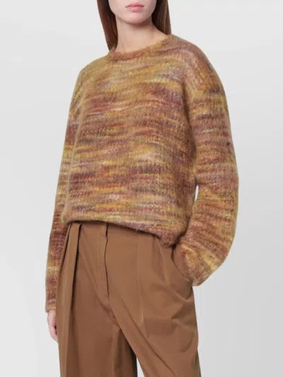Roberto Collina Yarn Sweater With Long Sleeves And Round Neck In Gold