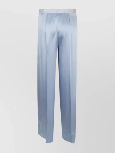 Forte Forte Tailored Blue Trousers With Subtle Pleats And Smooth Finish In Blue