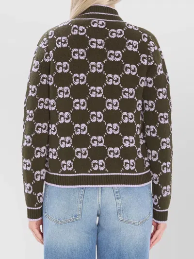 Gucci Wool Cardigan With Front Pockets And Long Sleeves In Green