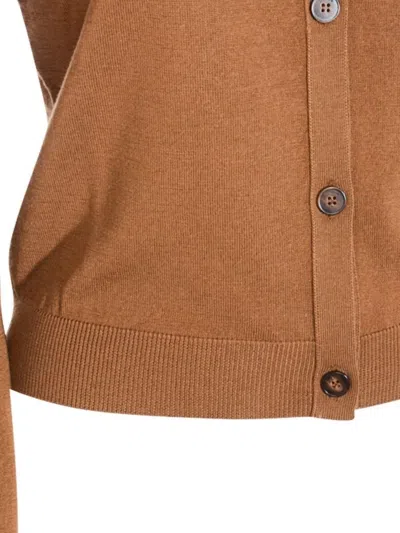 Zanone Long Sleeve Ribbed Cuff Crew Neck Knitwear In Brown