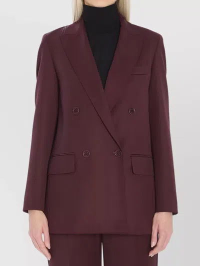 Max Mara Double-breasted Wool Blazer Jackets Bordeaux In Burgundy