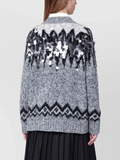 Roberto Collina Grey Wool-blend Cardigan With Sequins In Multi