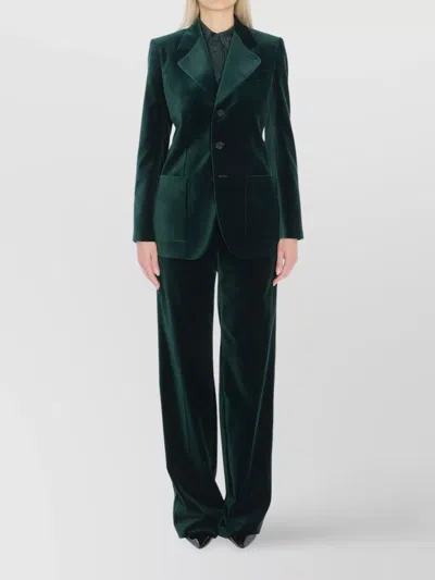 Gucci Velvet Blazer With Regular Fit And Pockets In Green