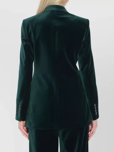 Gucci Velvet Blazer With Regular Fit And Pockets In Green