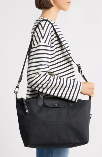 Longchamp Large Le Pliage Energy Recycled Canvas Hobo Bag In Black