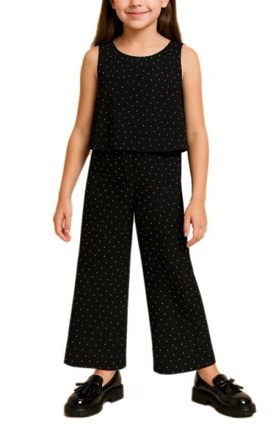 Zunie Kids' Dew Dot Popover Jumpsuit In Black