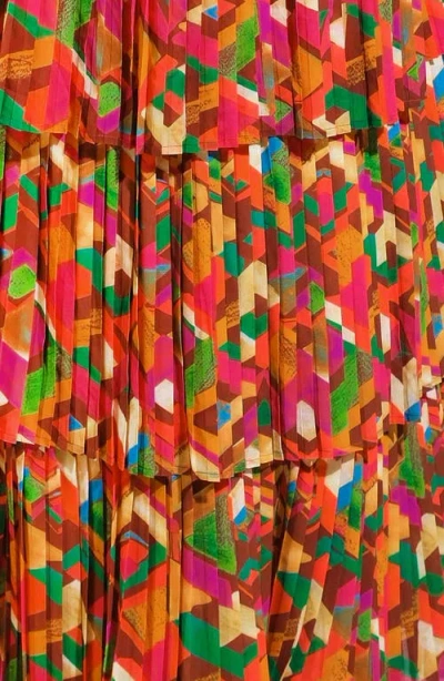 Flying Tomato Print Pleated Tiered Maxi Dress In Multi