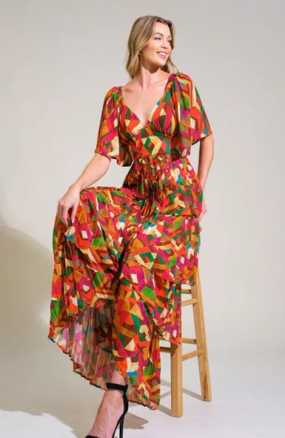 Flying Tomato Print Pleated Tiered Maxi Dress In Multi
