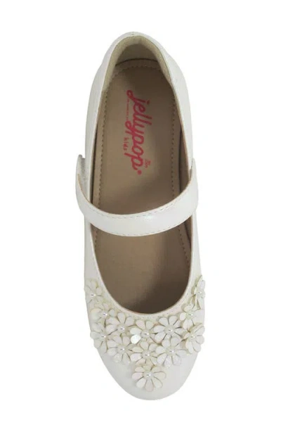 Jellypop Kids' Hanley Floral Appliqué Mary Jane Flat In White