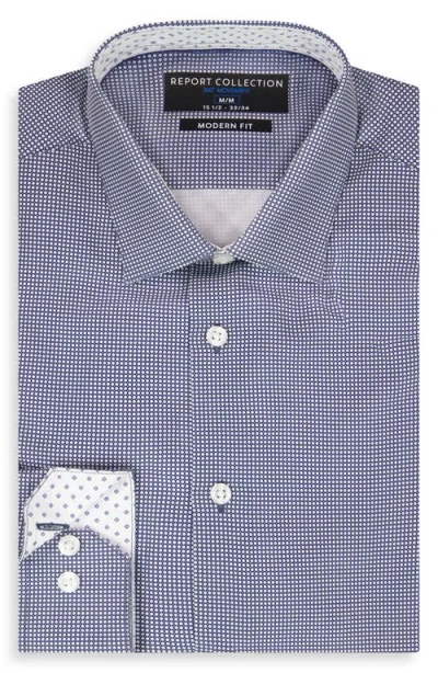 Report Collection Bubble Print Slim Fit Stretch Dress Shirt In Purple