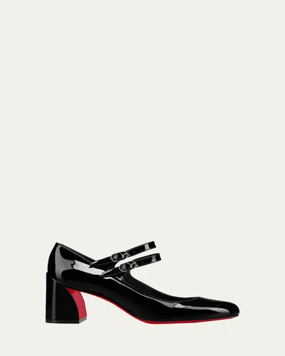 Christian Louboutin Miss Jane Patent Red Sole Pumps In Black