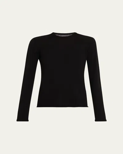 Majestic Machine Washable Cashmere Crewneck Pullover In Black