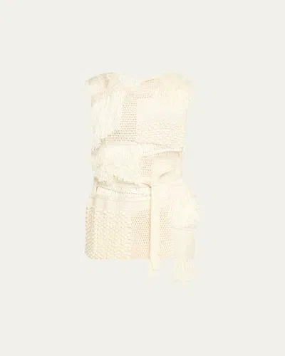 Heirlome Laia Patchwork Mixed-knit Sleeveless Top With Belt In Neutral
