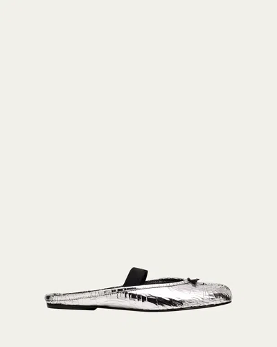 Maison Margiela Leather Tabi Mule With Broken Mirror Effect In Silver