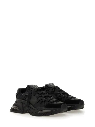 Dolce & Gabbana Airmaster Black Calf Leather Blend Sneakers In Black