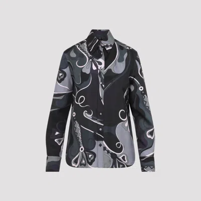 Pucci Orchid Print Shirt In Black