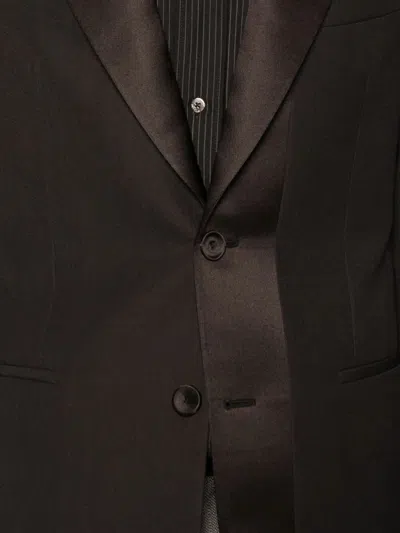 Fendi Men Brown Single-breasted Jacket With Notched Revers In Wool Blend Man In Black