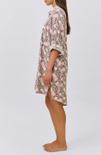 Papinelle Meribel Pleated Cotton Blend Nightgown In Pink