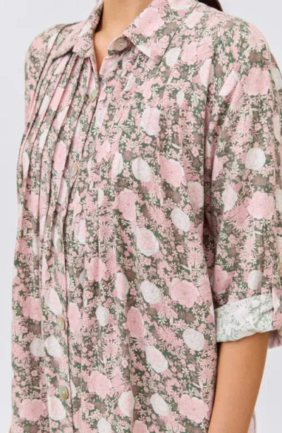 Papinelle Meribel Pleated Cotton Blend Nightgown In Pink