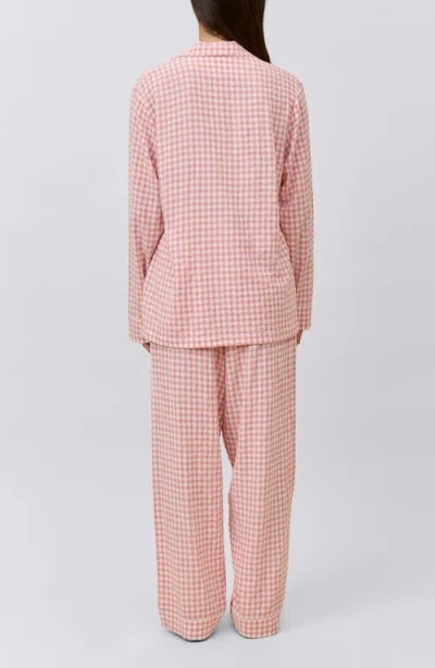 Papinelle Seersucker Gingham Cotton Blend Pajamas In Pink