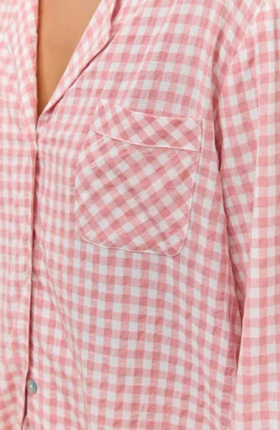 Papinelle Seersucker Gingham Cotton Blend Pajamas In Pink