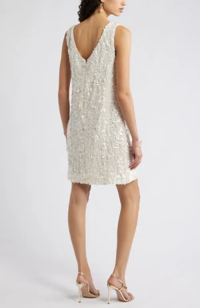 Nordstrom Sequin V-neck Shift Minidress In White