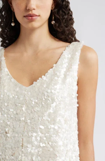 Nordstrom Sequin V-neck Shift Minidress In White