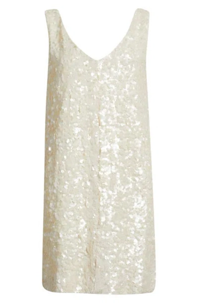 Nordstrom Sequin V-neck Shift Minidress In White