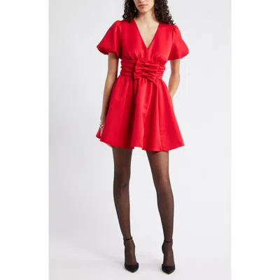 Chelsea28 Bow Detail Puff Sleeve Minidress In Red