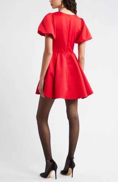 Chelsea28 Bow Detail Puff Sleeve Minidress In Red