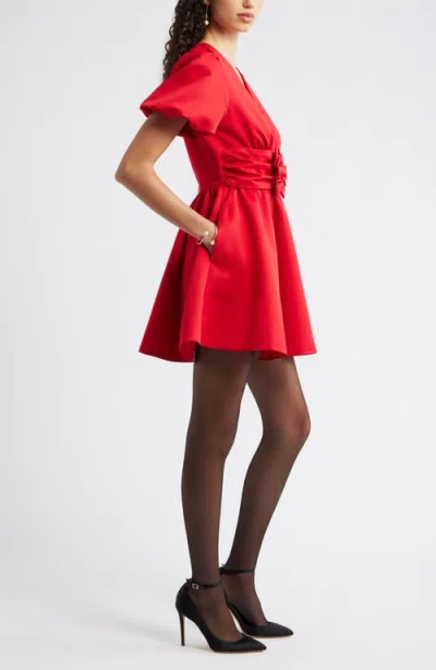Chelsea28 Bow Detail Puff Sleeve Minidress In Red
