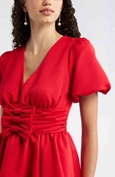 Chelsea28 Bow Detail Puff Sleeve Minidress In Red