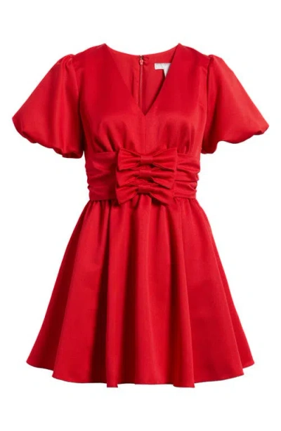 Chelsea28 Bow Detail Puff Sleeve Minidress In Red