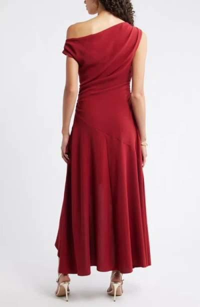 Chelsea28 Cascading Ruffle Crepe One-shoulder Gown In Red