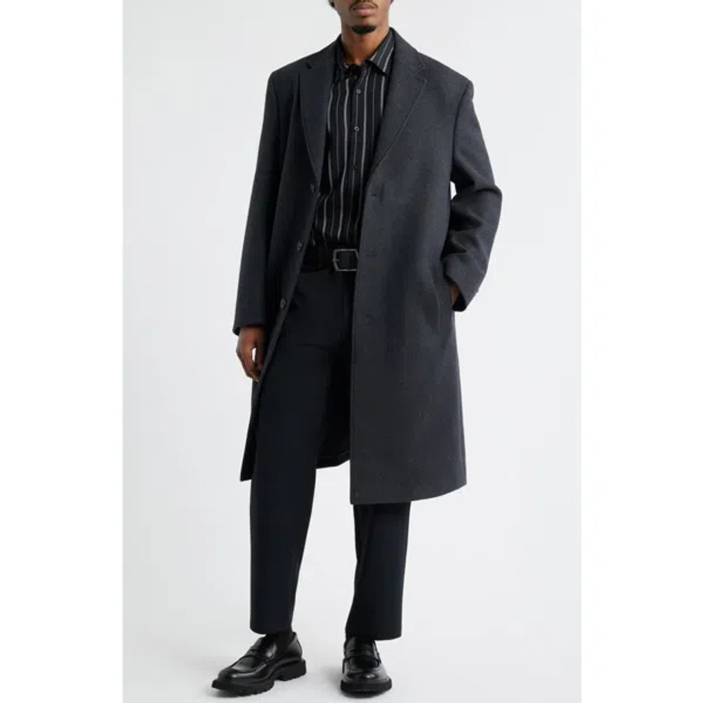 Open Edit Wool Blend Melton Overcoat In Black | ModeSens