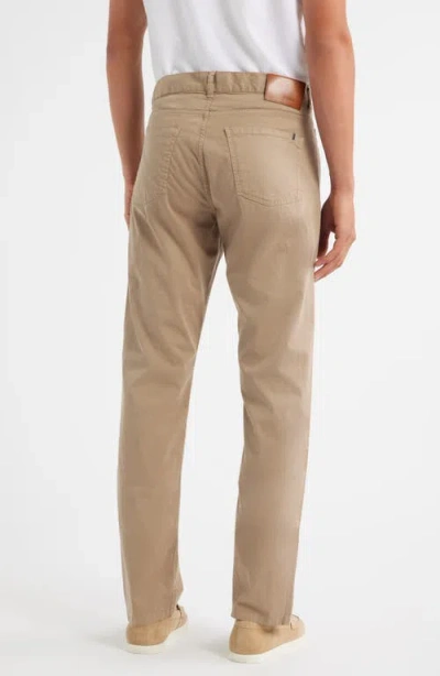 Canali Regular Fit 5-pocket Cotton Stretch Twill Pants In Nude