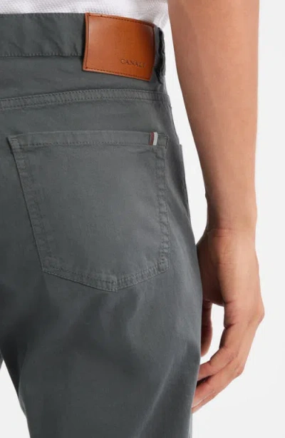 Canali Regular Fit 5-pocket Cotton Stretch Twill Pants In Gray