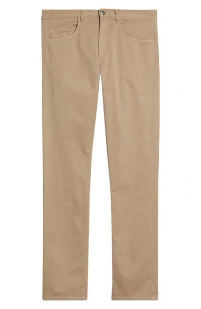 Canali Regular Fit 5-pocket Cotton Stretch Twill Pants In Nude
