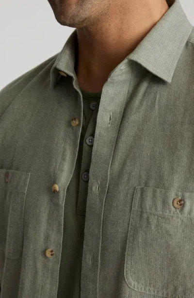 Untuckit Hemsworth Flannel Twill Button-up Shirt In Green