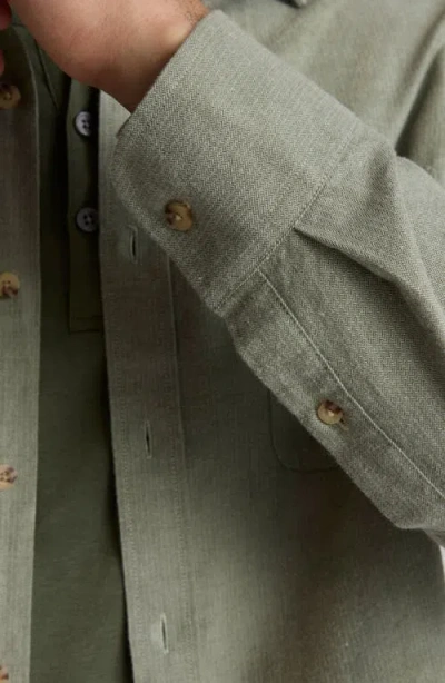 Untuckit Hemsworth Flannel Twill Button-up Shirt In Green