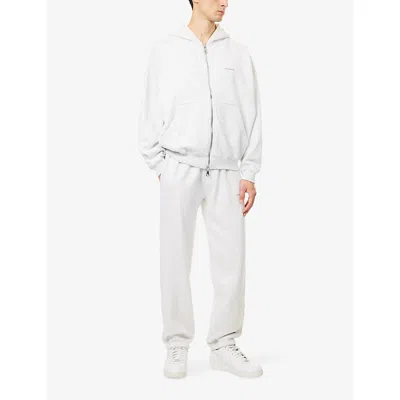 Cole Buxton Mens Light Grey Marl Mini Logo Straight-leg Cotton-jersey Jogging Bottoms In Multi