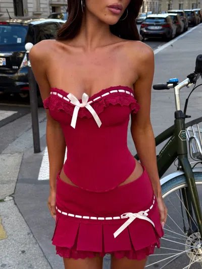 Outcast Saphia Mini Skirt Red In Pink