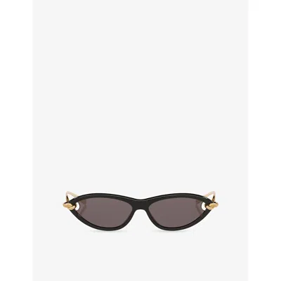 Bottega Veneta Womens Black Bv1390s Cat-eye Acetate Sunglasses In Animal Print