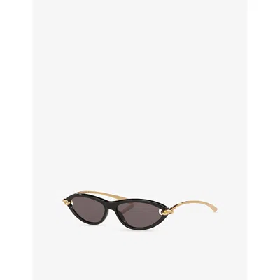 Bottega Veneta Womens Black Bv1390s Cat-eye Acetate Sunglasses In Animal Print