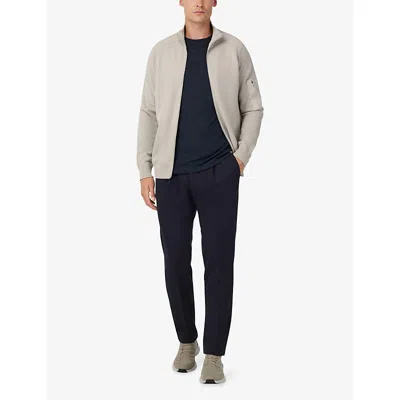 Boggi Milano Ens Navy Blue B-tech Technical Pleated Wool Blend Trousers In Blue