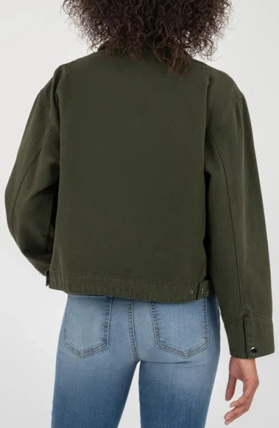 Kut From The Kloth Hudson Zip-up Cotton Twill Jacket In Green