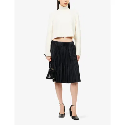 Alaïa Womens Anthracite Pleated High-rise Wool-garbadine Mini Skirt In Black