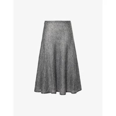 Alaïa Womens Gris Chine Low-rise Knitted Mohair-wool Circle Midi Skirt In Gray