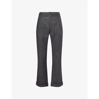 Thames Mens Grey Gerhard Straight-leg Wool-blend Trousers In Gray